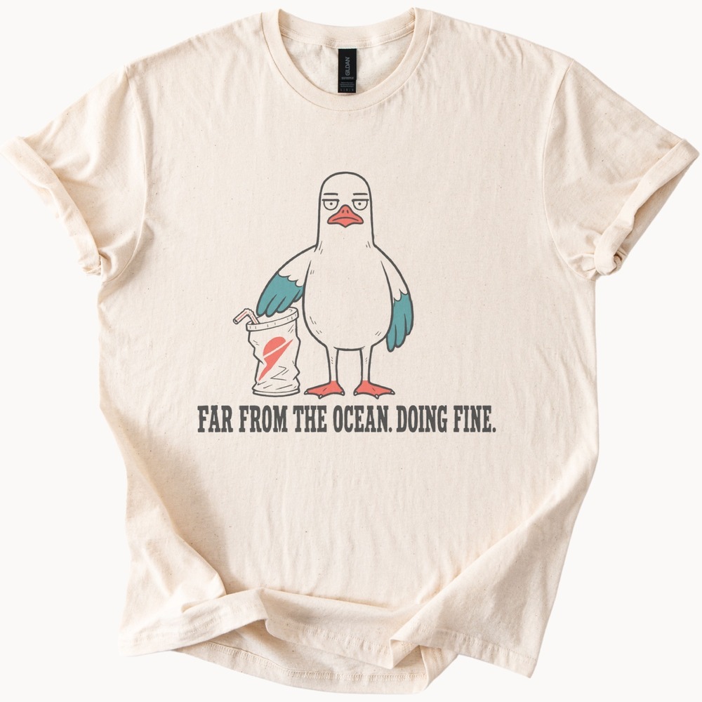 Grumpy Bird Art Sarcastic Tee with Bold Outline
